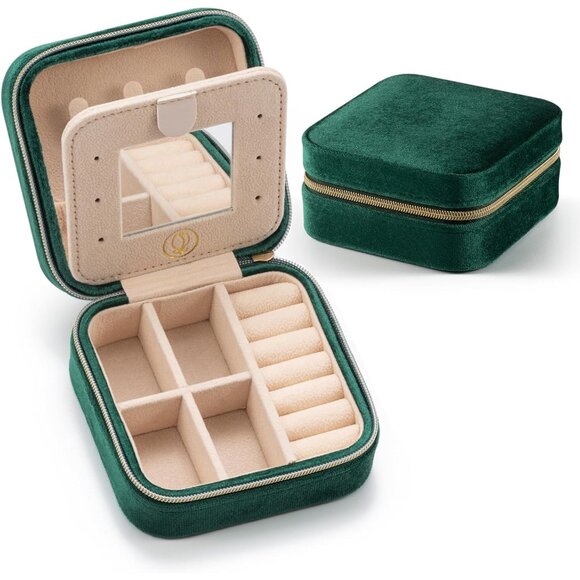 Plush Velvet Jewelry Travel Case,Small Jewelry Box,Traveling Jewelry Organizer,P - Picture 1 of 7